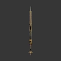 Ornate Fantasy Sword With Decorative Golden Accents Silver Details And Sharp Blade