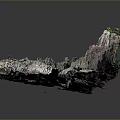 Colorful Rock Model With Green Plants And Textured Surface Miniature Landscape