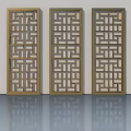 Hinged Doors With Intricate Geometric Lattice Patterns And Golden Frames Three In A Row 3d model
