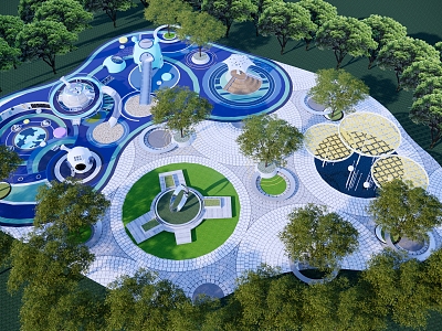 Modern Park Circular Comprehensive Activities Square Park model