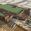 Modern Commercial Street With Glass Curtain Walls Trees And Plaza Area