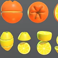 Assorted Fresh Fruits Green Oranges Lemons Whole and Sliced Display Varieties
