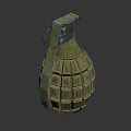 Classic Green Military Hand Grenade With Textured Surface And Metal Pin
