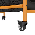 Mobile Heavy Duty Shelf with Stacked Tires for Garage Storage and Movement