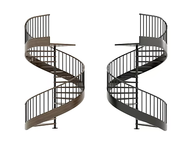Modern Spiral Staircase Design With Metal Railing And Different Stylish Structures 3d model