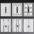 Stylish Double Doors With Various Designs And Decorative Patterns For Home Interior 3d model