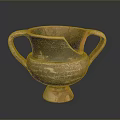 Handcrafted Ceramic Sculpture Carving With Two Handles And Textured Base Design