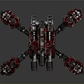 Red And Silver Mechanical Spider Game Movie Character With Multiple Legs Sci Fi Design 3d model