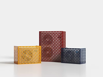 Colorful Decorative Boxes With Intricate Laser Cut Patterns And Storage Design 3d model