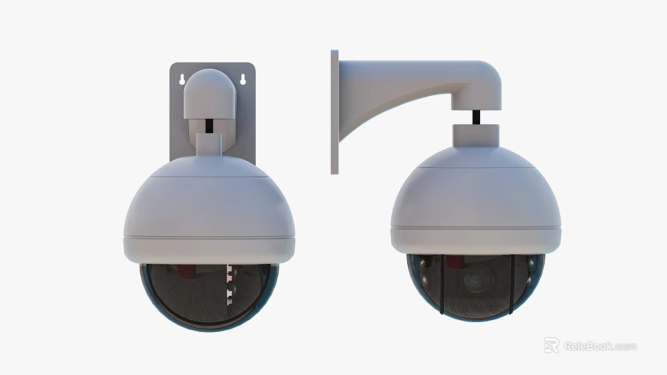 Surveillance Dome Cameras With Wall Mount Bracket For Security Monitoring 3d model 