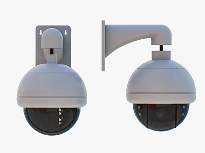Surveillance Dome Cameras With Wall Mount Bracket For Security Monitoring 3d model