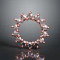 Elegant Rose Gold Circular Fashion Accessory with Transparent Gemstones and Shiny Reflective Design