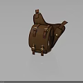Classic Brown Leather Saddle Bag With Buckle Straps And Adjustable Design 3d model
