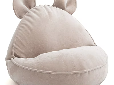 Light Brown Velvet Bean Bag Sofa Stool With Cute Ear Design For Living Room 3d model