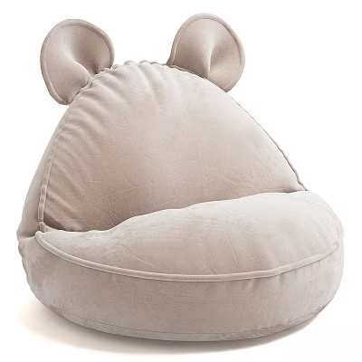 Light Brown Velvet Bean Bag Sofa Stool With Cute Ear Design For Living Room 3d model