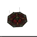 Architectural Structure With Octagonal Platform Arched Supports Red Lava Floor And Suspended Pillars