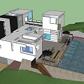 Modern Detached Villa Architecture With White Exterior Large Glass Windows And Balcony