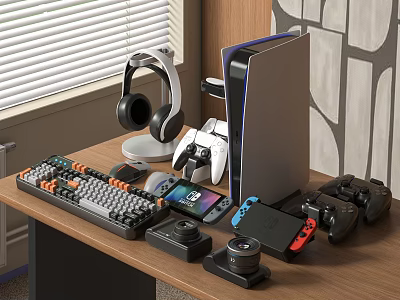 Gaming Setup With Gear For Game And Movie Characters Fans 3d model