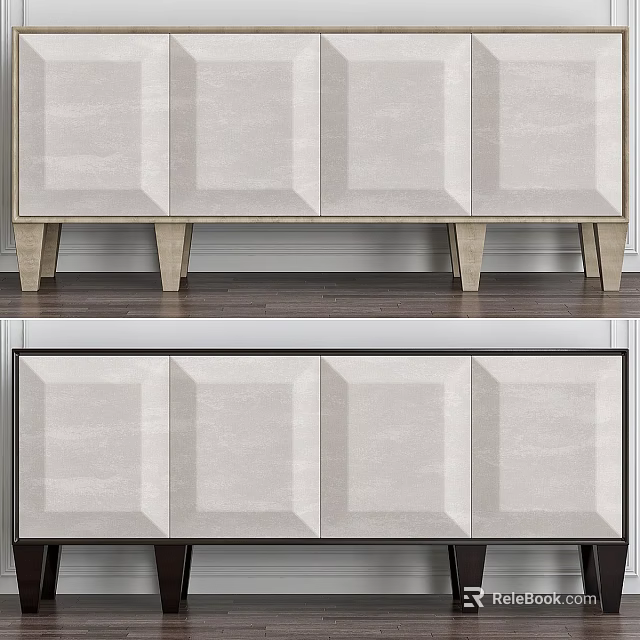 Modern Minimalist Chest of Drawers With Light Color Sleek Fronts And Wooden Legs 3d model 