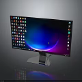 Modern Computer Monitor With Colorful App Icons And Gradient Screen