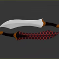 Two Unique Designed Knives With Silver Blades And Orange Black Red Honeycomb Pattern Handles