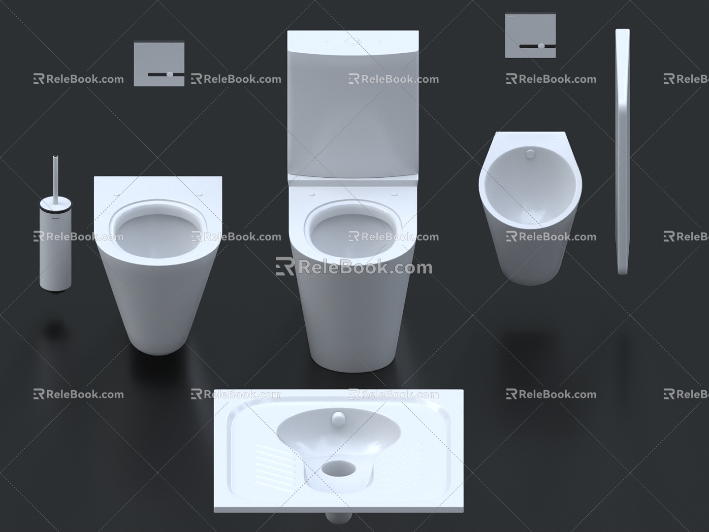 Toilet Toilet Toilet Toilet Brush Urinal Squat Urinal Bathroom Small Toilet Sensor 3d model