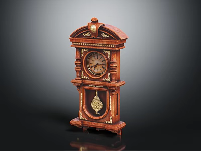 Vintage Wooden Grandfather Clock With Ornate Carvings Gold Accents And Decorative Design 3d model
