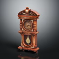 Vintage Wooden Grandfather Clock With Ornate Carvings Gold Accents And Decorative Design