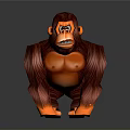 Animated Red Orange Gorilla Toy With Muscular Build And Fierce Expression