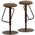 Modern Brown Bar Stools With Round Seat And Sturdy Metal Frame Design
