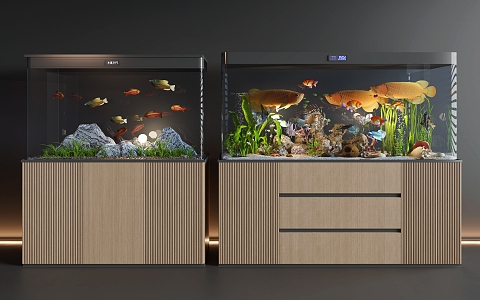 Modern Fish Tank Hallway Fish Tank Aquarium Fish Tank Integrated Cabinet 3d model