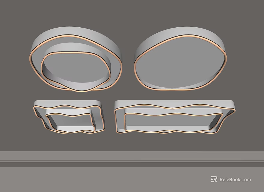 Modern Ceiling Lights With Sleek Design Round And Rectangular Shapes Golden Trim 3d model