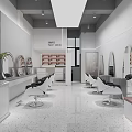 Modern Hair Salon Interior With White Cabinets Mirrors And Black Salon Chairs