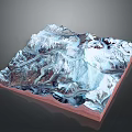 Detailed 3D Terrain Model Showcasing Mountainous Landscapes With Snow Covered Peaks And Valleys