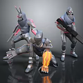 Game Movie Characters In Futuristic Armor With Dynamic Poses And Weapons