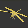 Dragonfly With Transparent Wings Yellow Head And Black White Body On Gray Background