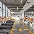 Modern Fitness Gym With Treadmills Exercise Bikes And Motivational Decor