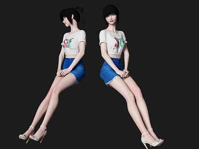 beautiful woman character 3d model