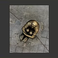 Man Sitting Bronze Statue With Arms Crossed Looking Up On Square Stone Slab