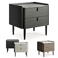 Modern Wooden Bedside Table With Two Drawers Black Slim Legs And Color Options