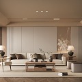 New Chinese Zen Style Living Room New Chinese Song Style Living Room Zen Style Living Room Sofa Coffee Table Combination 3d model