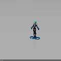 Futuristic Humanoid Character Featuring Biomechanical Elements With Glowing Blue Accents On Platform Base 3d model