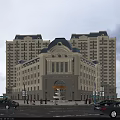 Classical Hotel Building With Stone Facade And Grand Arched Entrance Design 3d model