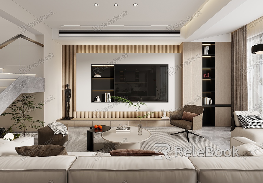 Modern living room living room sofa background wall model