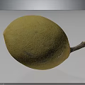Fresh Yellow Fruit With Spotted Surface And Brown Stem On Dark Background 3d model