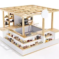 Log coffee bar sales counter 3d model