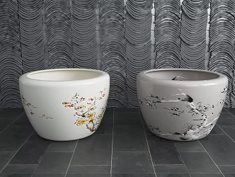 Furnishings Jewelry Ornaments Ceramic Utensils Modern Water Tank Large Flower Pot Flower Pot Ceramic Tank Fish Tank Stream Tank 3d model