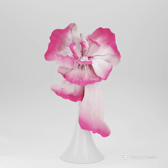 Decorative Ornament Set Flower Shaped Design With Pink And White Gradient Petals In White Vase 3d model 