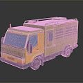 Yellow Toy Truck Model With Green Top Red Warning Light And Grille