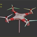 White Quadcopter Drone With Four Rotors And Red Stripes Design Features 3d model
